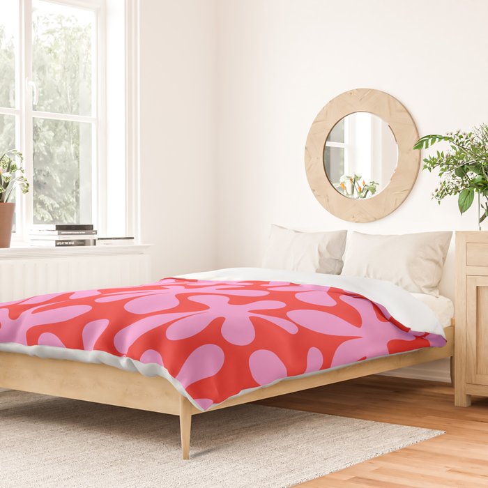 Preppy Pink and Red Amoeba Dance Bold Pop Fun Contemporary Pattern Duvet Cover Gallery Image 2