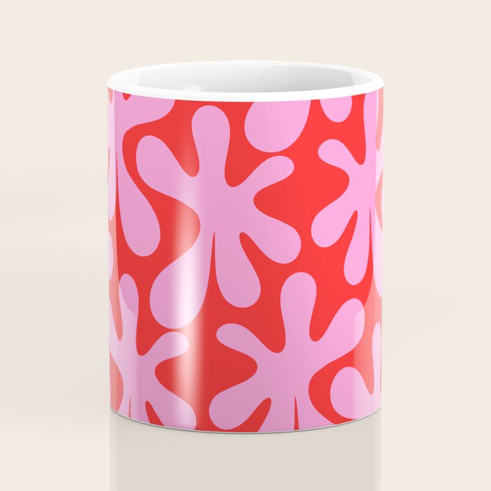 Preppy Pink and Red Amoeba Dance Bold Pop Fun Contemporary Pattern Coffee Mug Gallery Image 4