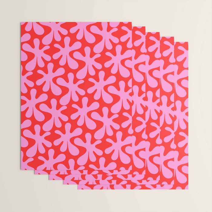 Preppy Pink and Red Amoeba Dance Bold Pop Fun Contemporary Pattern Wrapping Paper Gallery Image 3