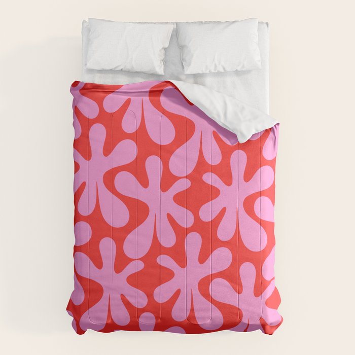 Preppy Pink and Red Amoeba Dance Bold Pop Fun Contemporary Pattern Comforter Gallery Image 6