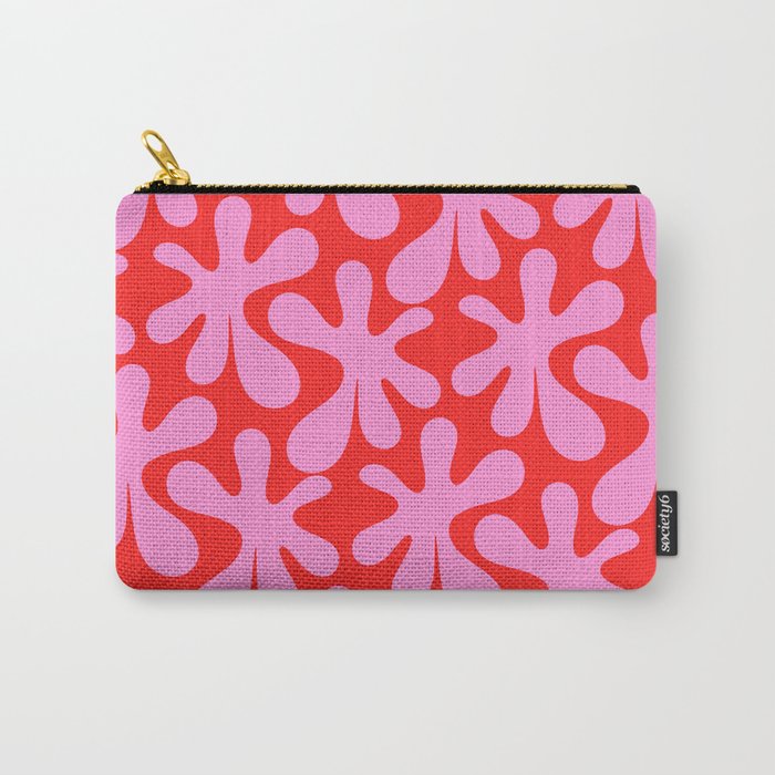 Preppy Pink and Red Amoeba Dance Bold Pop Fun Contemporary Pattern Carry All Pouch Gallery Image 1
