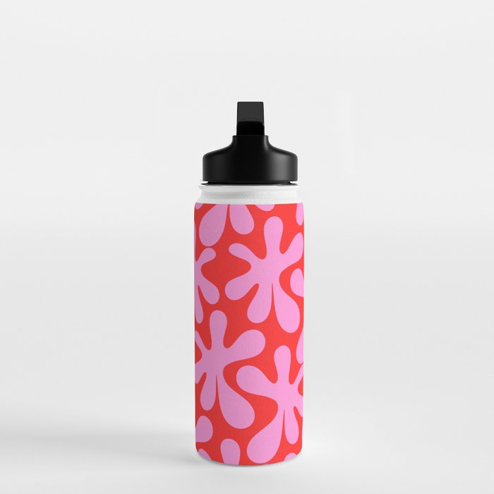 Preppy Pink and Red Amoeba Dance Bold Pop Fun Contemporary Pattern Water Bottle Gallery Image 3