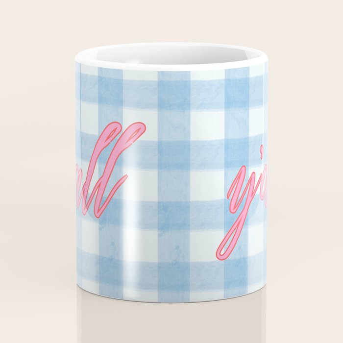 y'all blue gingham Coffee Mug Gallery Image 4