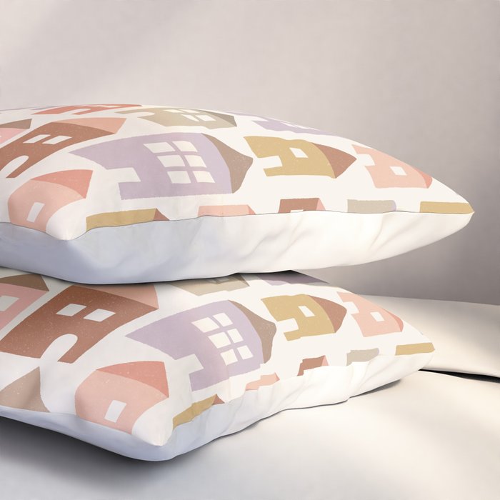 Happy Houses - Earth Tones Pillow Sham Gallery Image 3