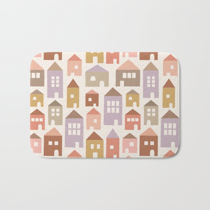 Happy Houses - Earth Tones Bath Mat Gallery Image 1