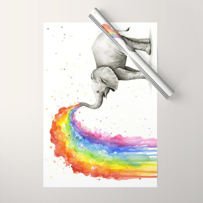 Rainbow Baby Elephant Wrapping Paper Gallery Image 1