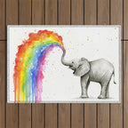 Rainbow Baby Elephant Outdoor Rug Gallery Image 1