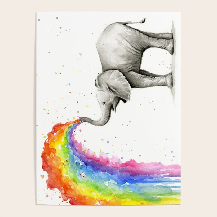 Rainbow Baby Elephant Poster Gallery Image 1