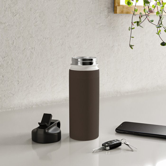 Mocha Brown Solid Color Water Bottle Gallery Image 4