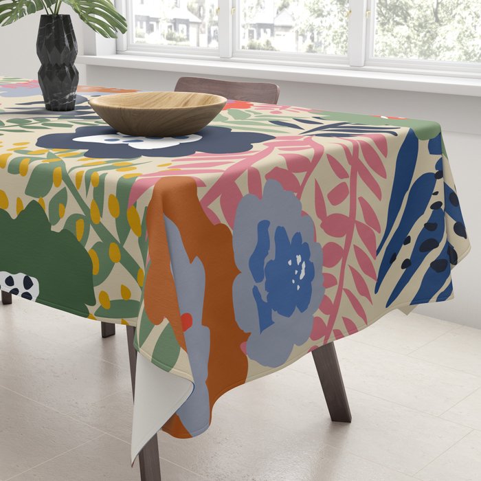 Maximalist floral shapes pattern Tablecloth Gallery Image 3