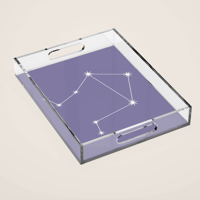 Libra Zodiac Star Constellation Line Art Lavender Purple Acrylic Tray Gallery Image 1