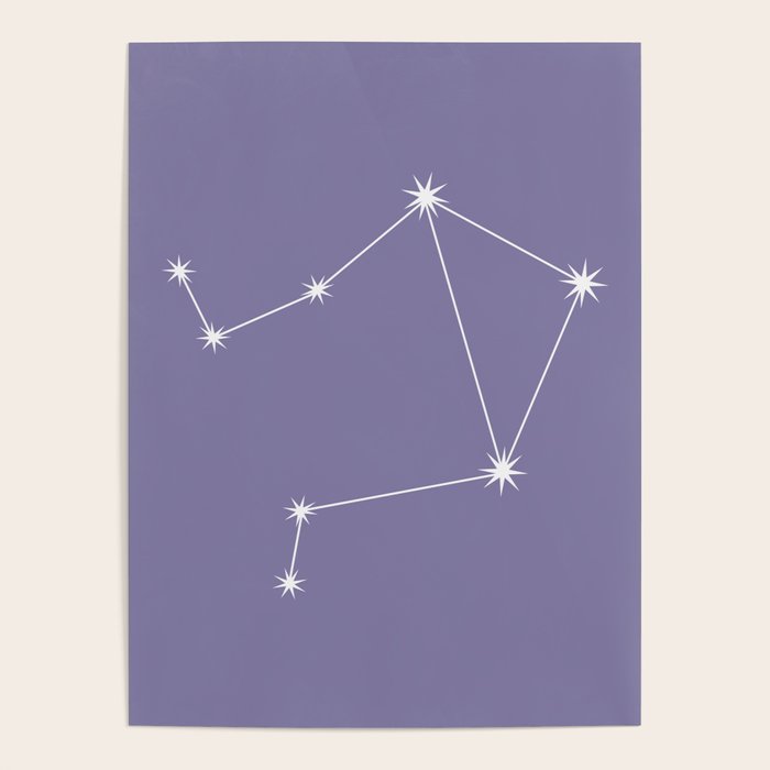Libra Zodiac Star Constellation Line Art Lavender Purple Poster Gallery Image 1