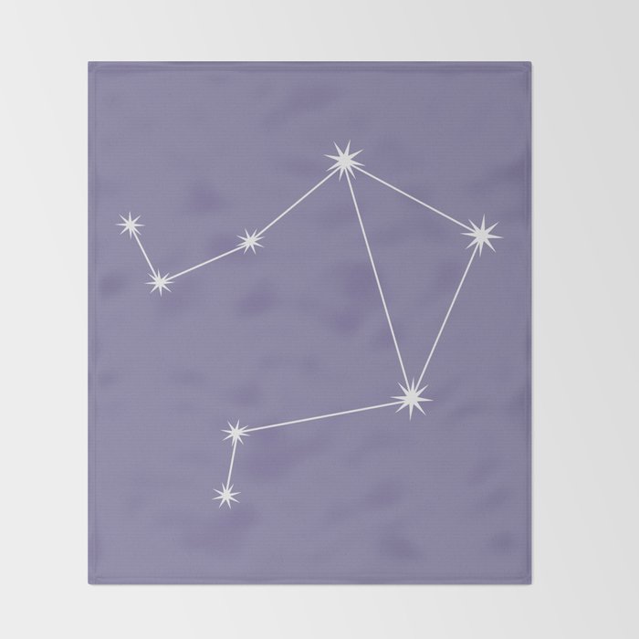 Libra Zodiac Star Constellation Line Art Lavender Purple Throw Blanket Gallery Image 2