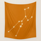 Taurus Zodiac Star Constellation Line Art Orange Wall Tapestry Gallery Image 4