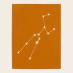 Taurus Zodiac Star Constellation Line Art Orange Poster Gallery Image 4