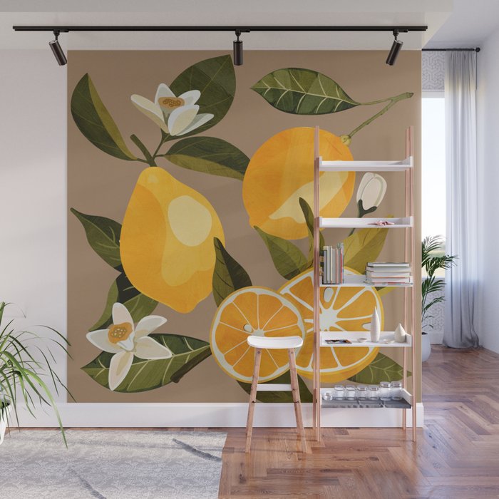 Lemons Botanical Art 2 Wall Mural Gallery Image 1