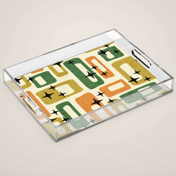 Retro Mid Century Modern Abstract Pattern 231 Autumn Acrylic Tray Gallery Image 1