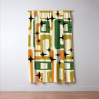 Retro Mid Century Modern Abstract Pattern 231 Autumn Window Curtain Gallery Image 3