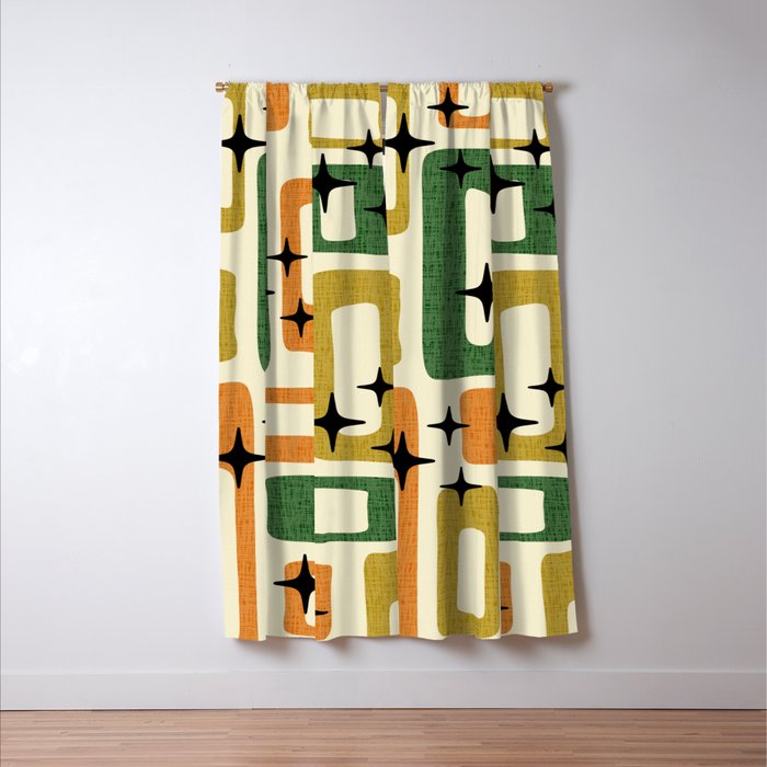 Retro Mid Century Modern Abstract Pattern 231 Autumn Window Curtain Gallery Image 3