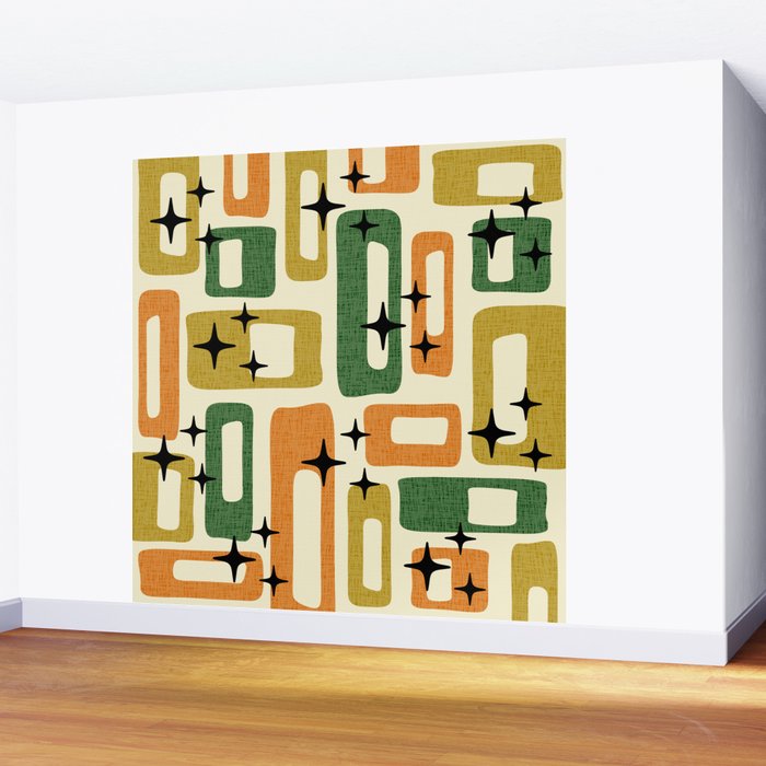 Retro Mid Century Modern Abstract Pattern 231 Autumn Wall Mural Gallery Image 2