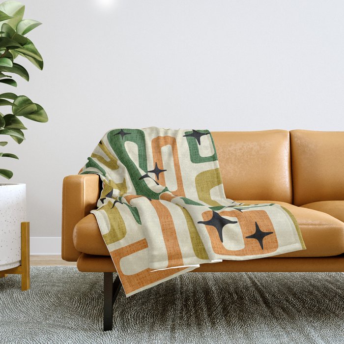Retro Mid Century Modern Abstract Pattern 231 Autumn Throw Blanket Gallery Image 1