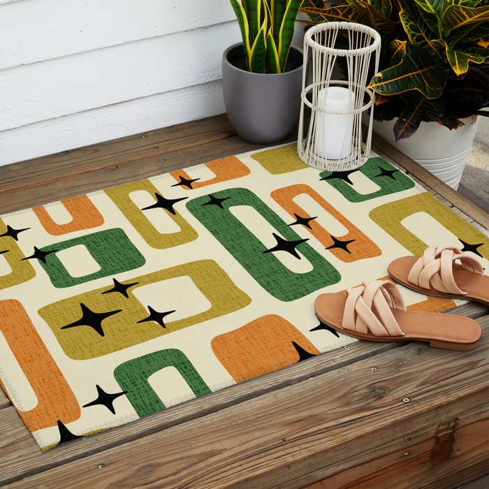 Retro Mid Century Modern Abstract Pattern 231 Autumn Outdoor Rug Gallery Image 2