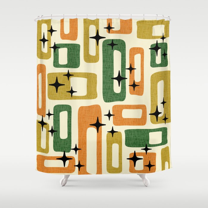 Retro Mid Century Modern Abstract Pattern 231 Autumn Shower Curtain Gallery Image 1