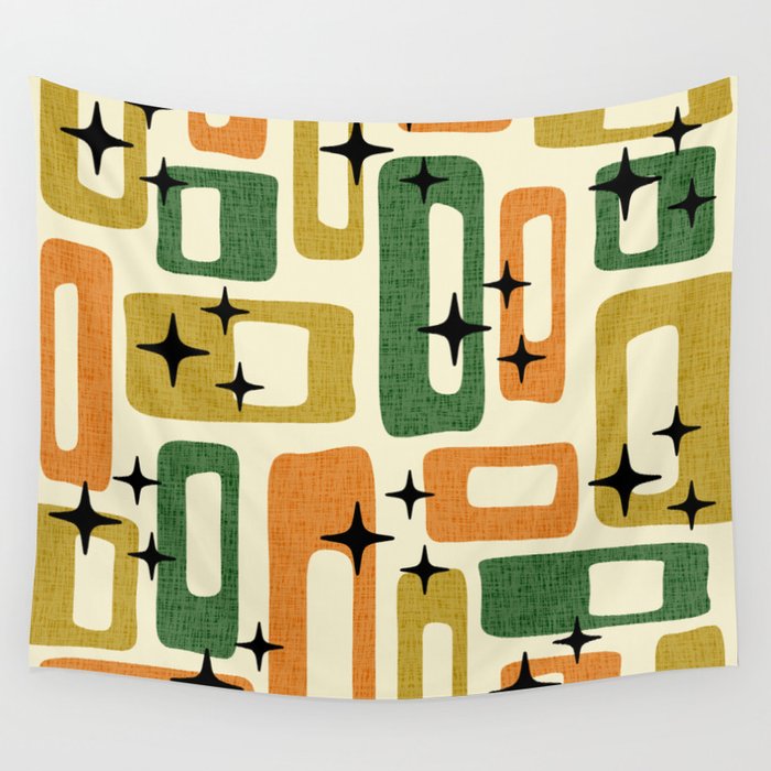 Retro Mid Century Modern Abstract Pattern 231 Autumn Wall Tapestry Gallery Image 4
