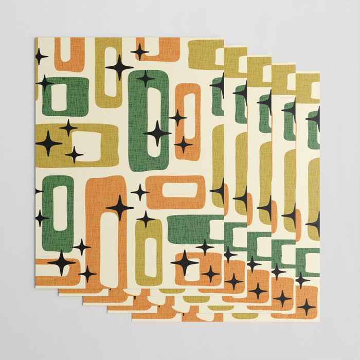 Retro Mid Century Modern Abstract Pattern 231 Autumn Wrapping Paper Gallery Image 3
