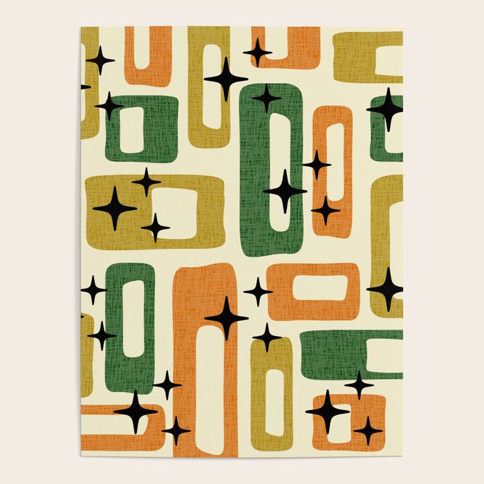 Retro Mid Century Modern Abstract Pattern 231 Autumn Poster Gallery Image 1