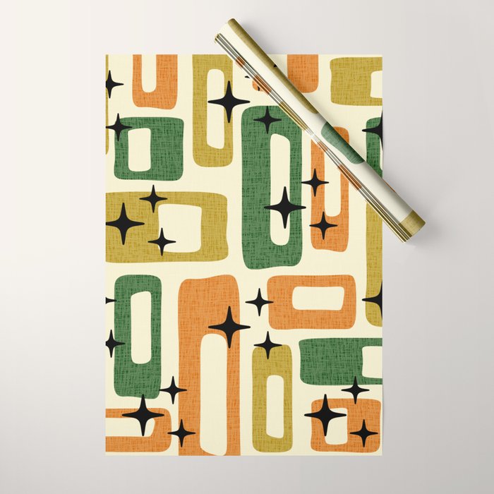 Retro Mid Century Modern Abstract Pattern 231 Autumn Wrapping Paper Gallery Image 1