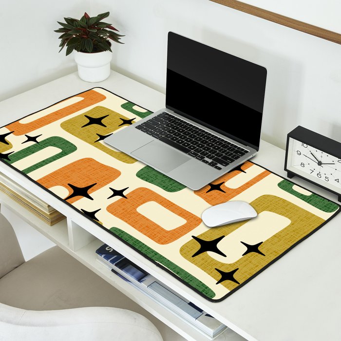 Retro Mid Century Modern Abstract Pattern 231 Autumn Desk Mat Gallery Image 2