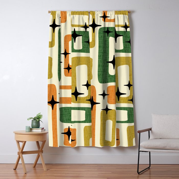 Retro Mid Century Modern Abstract Pattern 231 Autumn Window Curtain Gallery Image 5