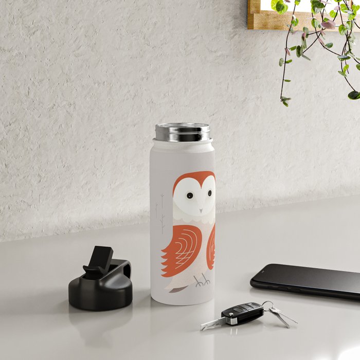 Barn Owl, Bird of United Kingdom Water Bottle Gallery Image 4