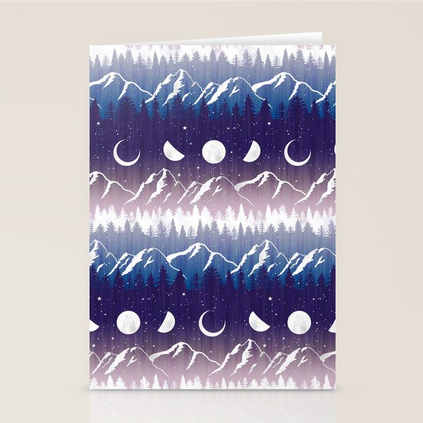 Mountains & Moons Stripe Stationery Card Gallery Image 1