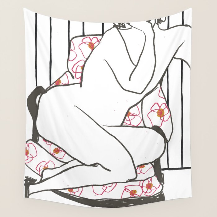 Lounging Nude Wall Tapestry Gallery Image 4