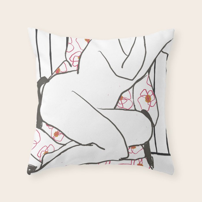 Lounging Nude Throw Pillow Gallery Image 1
