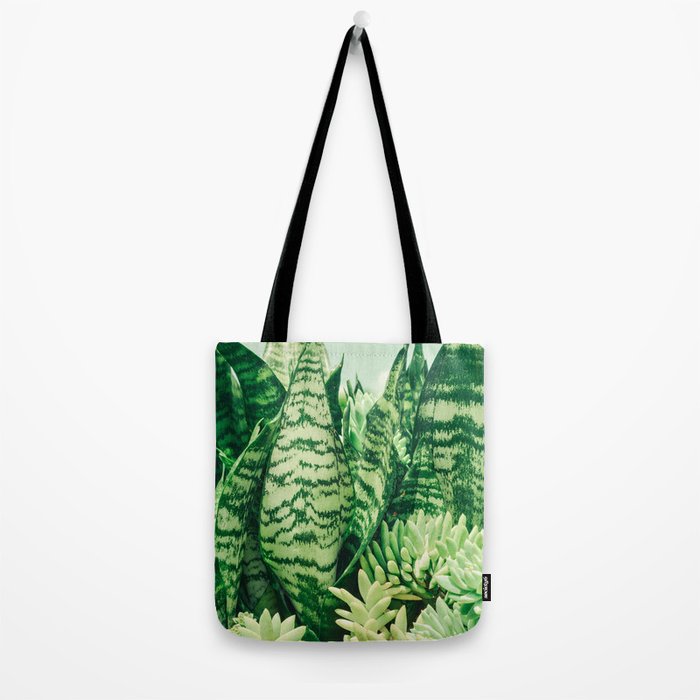 Succulents and Sansevieria houseplant botanical leaf photograph Tote Bag Gallery Image 2