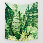 Succulents and Sansevieria houseplant botanical leaf photograph Wall Tapestry Gallery Image 4