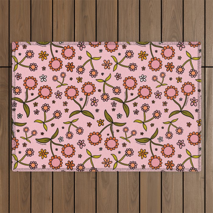 Cherry Flower Print Outdoor Rug Gallery Image 1