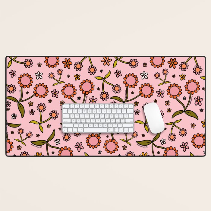 Cherry Flower Print Desk Mat Gallery Image 1
