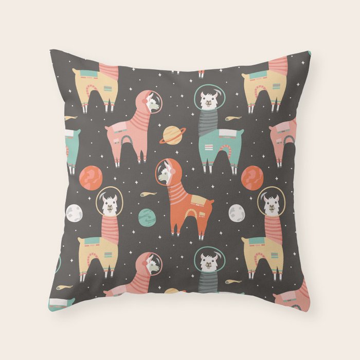 Astronaut Llamas in Space Throw Pillow Gallery Image 6