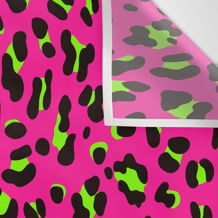 80s Neon Pink and Lime Green Leopard Wall Tapestry Gallery Image 3