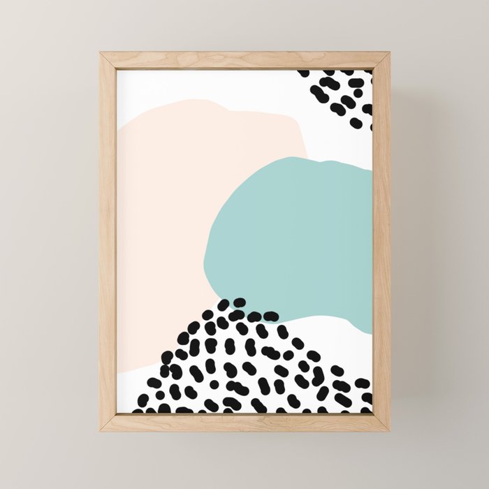 Modern Minimalistic shapes- blue Mini Art Print Gallery Image 1
