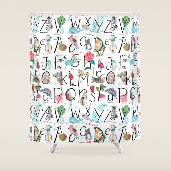 Animal kids ABC alphabet  Shower Curtain Gallery Image 1