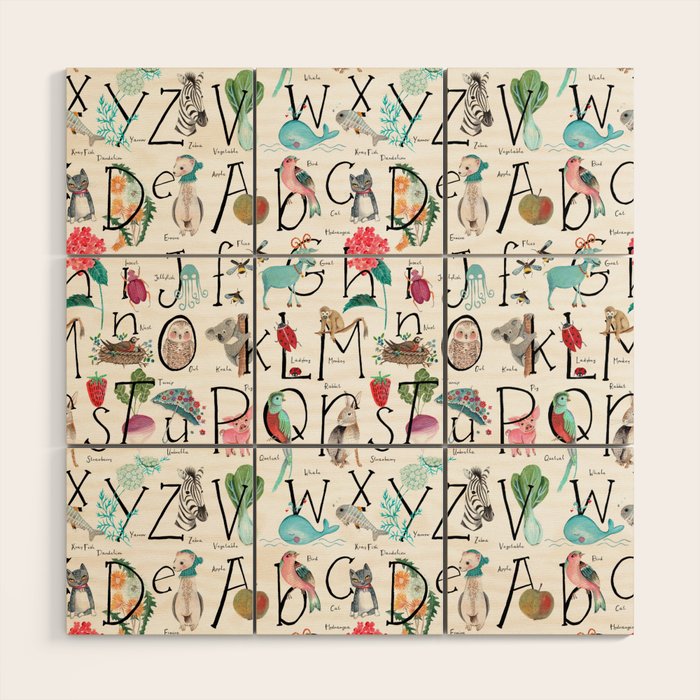 Animal kids ABC alphabet  Wood Wall Art Gallery Image 1