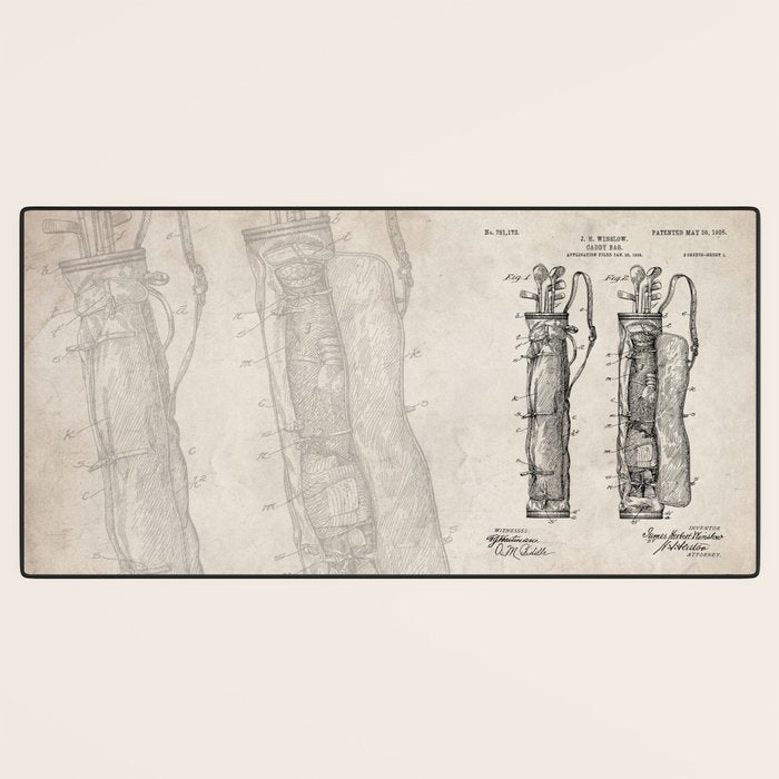 Golf Bag Patent - Caddy Art - Antique Desk Mat Gallery Image 3