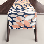 Floral Prints, Navy, Coral, Peach and Gray, Abstract Art, Coloured Prints Table Runner Gallery Image 1