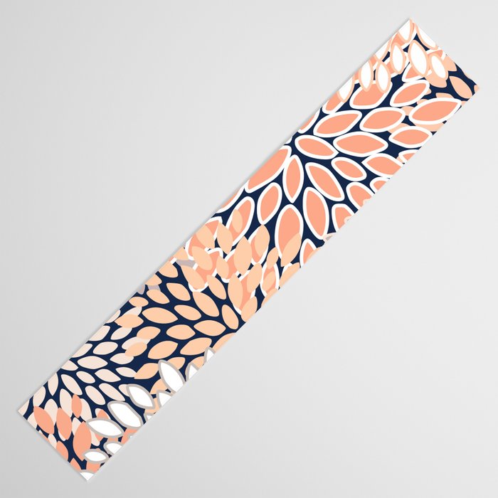 Floral Prints, Navy, Coral, Peach and Gray, Abstract Art, Coloured Prints Table Runner Gallery Image 3