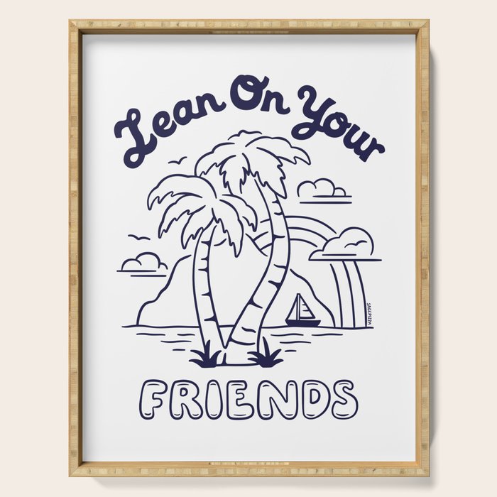 LEAN ON YOUR FRIENDS (NAVY/WHITE) Serving Tray Gallery Image 1